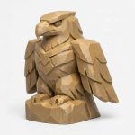 Wood Carved-Like Thunderbird Figurine - Unique Desk Decor for Adults - Artisan Aesthetic 3D Printed in Canada - 3D Printed in Canada (Classic Birch)