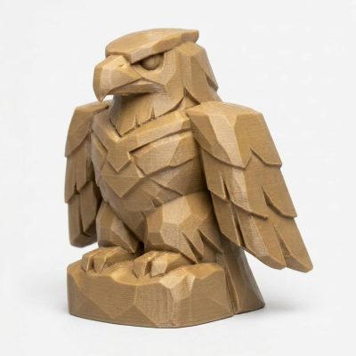 Wood Carved-Like Thunderbird Figurine - Unique Desk Decor for Adults - Artisan Aesthetic 3D Printed in Canada - 3D Printed in Canada (Classic Birch)