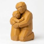 Wood Carved-Like Sacred Bond Figurine in Ochre Yellow Finish - 3D Printed in Canada (Ochre Yellow)