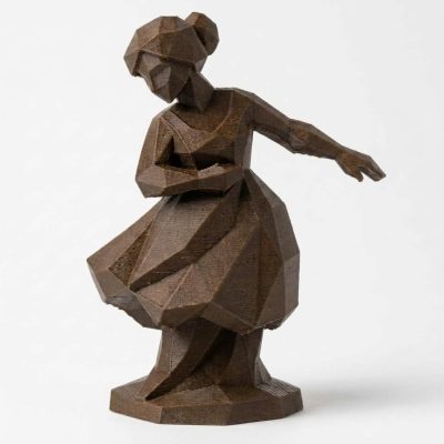 Wood Carved-Like Grace Figurine - Unique Desk Decor for Adults – 3D Printed in Canada - 3D Printed in Canada (Black Walnut)