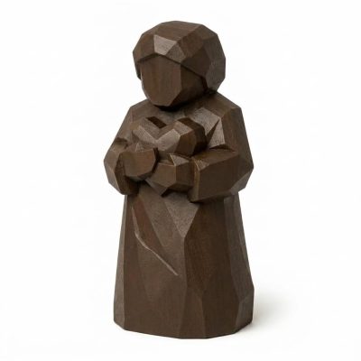 Wood Carved Heart Embrace Collectible Figurine in Black Walnut Finish - 3D Printed in Canada (Black Walnut)