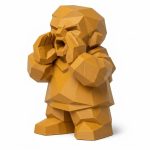 Wood Carved Echoes Figurine in Ochre Yellow Finish - Unique Desk Decor for Adults - 3D Printed in Canada (Ochre Yellow)