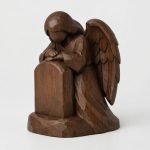 Wood Carved-Like Memorial Angel Figurine in Black Walnut Finish - 3D Printed in Canada (Black Walnut)