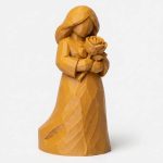 Wood Carved-Like Mother's Day Rose Figurine - Unique Desk Decor for Adults – 3D Printed in Canada - 3D Printed in Canada (Ochre Yellow)