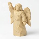 Wood Carved-Like Resurrection Angel Figurine in White Oak Finish - 3D Printed in Canada (White Oak)