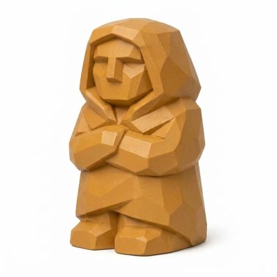 Ancestral Memory Wood Carved Figurine in Ochre Yellow Finish - 3D Printed in Canada (Ochre Yellow)
