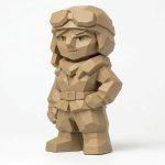 Wood Carved-Like Amelia Earhart Figurine - Unique Desk Decor for Adults 3D Printed in Canada - 3D Printed in Canada (Classic Birch)
