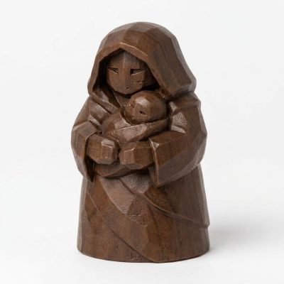 Wood Carved-Like Protective Charm Figurine in Black Walnut Finish - 3D Printed in Canada (Black Walnut)