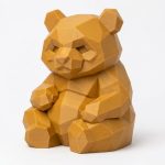 Wood Carved Panda Collectible Figurine in Ochre Yellow Finish - 3D Printed in Canada (Ochre Yellow)