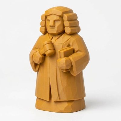Wood Carved-Like Judge Figurine - Unique Desk Decor for Adults – 3D Printed in Canada - 3D Printed in Canada (Ochre Yellow)