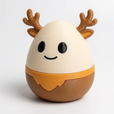 Antlered Egg Eggling Collectible Figurine - Unique Desk Decor for Adults – 3D Printed in Canada