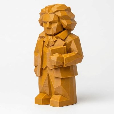 Wood Carved-Like Beethoven Figurine - Unique Desk Decor for Music Lovers - 3D Printed in Canada (Ochre Yellow)
