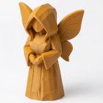 Wood Carved Hidden Fairy Figurine in Ochre Yellow Finish - 3D Printed in Canada (Ochre Yellow)