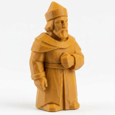 Wood-Carved-Like Seigneurial Era Figurine in Ochre Yellow Finish - 3D Printed in Canada (Ochre Yellow)