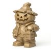 Figurine citrouille Jack-o'-lantern sculptée bois