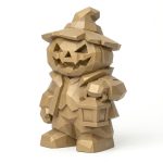 Wood Carved-Like Jack O Lantern Figurine - Unique Desk Decor for Adults 3D Printed in Canada - 3D Printed in Canada (Classic Birch)