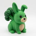 Broccoli Bunny Collectible Figurine - Unique Desk Decor for Adults – 3D Printed in Canada