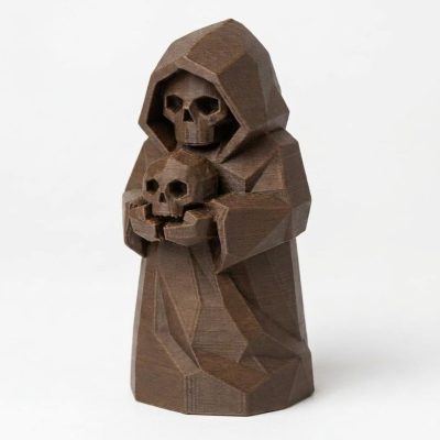Wood Carved-Like What Remains Figurine in Black Walnut Finish - Unique Desk Decor for Collectors - 3D Printed in Canada (Black Walnut)