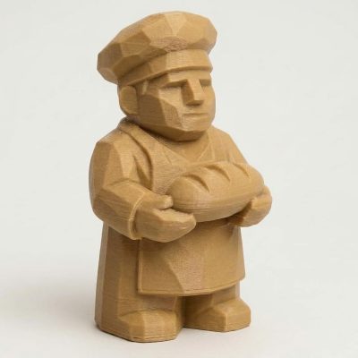 Wood Carved-Like Baker Figurine - Unique Desk Decor for Adults 3D Printed in Canada - 3D Printed in Canada (Classic Birch)