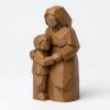 Figurine mère et fils sculptée dans le bois