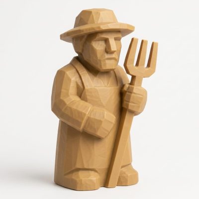 Wood Carved Habitants Farmer Collectible Figurine - Unique Desk Decor for Adults 3D Printed in Canada - 3D Printed in Canada (Classic Birch)