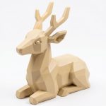 Wood Carved Deer Figurine in White Oak Finish - 3D Printed in Canada (White Oak)