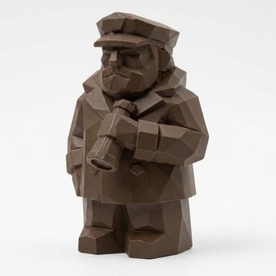 Wood Carved-Like Captain Figurine - Unique Desk Decor for Adults – 3D Printed in Canada - 3D Printed in Canada (Black Walnut)