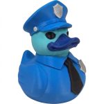 Police Officer Duck Figurine – Funny Law Enforcement Collectible for Desk Decor, Appreciation Gifts & Shelf Display – 3D Printed in Canada (Ocean Blue)