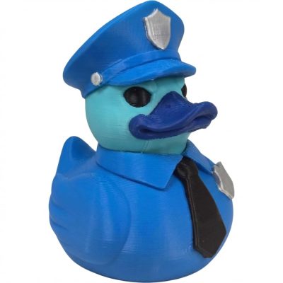 Police Officer Duck Figurine – Funny Law Enforcement Collectible for Desk Decor, Appreciation Gifts & Shelf Display – 3D Printed in Canada (Ocean Blue)