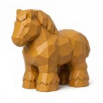 Wood Carved-Like Clydesdale Figurine - Unique Desk Decor for Adults – 3D Printed in Canada - 3D Printed in Canada (Ochre Yellow)