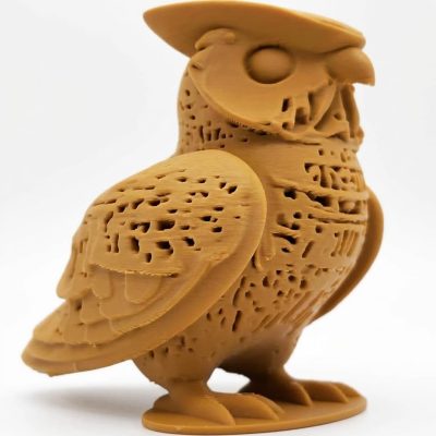 Wood-Carved Fox Figurine in Ochre Yellow Finish - 3D Printed in Canada (Ochre Yellow)