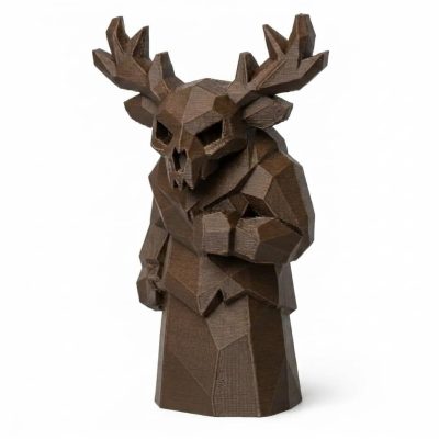 Wood Carved-Like Wendigo Figurine - Unique Desk Decor for Adults – 3D Printed in Canada - 3D Printed in Canada (Black Walnut)