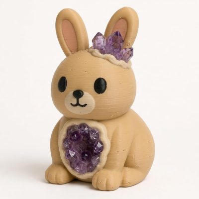 Geode Bunny Collectible Figurine - Unique Desk Decor for Adults – 3D Printed in Canada