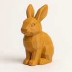 Wood Carved-Like Bunny Figurine in Ochre Yellow Finish - 3D Printed in Canada (Ochre Yellow)