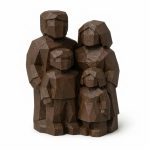 Wood Carved-Like Family of Four Figurine - Unique Desk Decor for Collectors – 3D Printed in Canada - 3D Printed in Canada (Black Walnut)