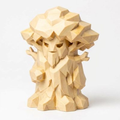 Wood Carved-Like Enchanted Tree Figurine - Unique Desk Decor for Adults – 3D Printed in Canada - 3D Printed in Canada (White Oak)