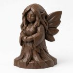 Wood Carved-Like Root Fairy Figurine in Black Walnut Finish - 3D Printed in Canada (Black Walnut)