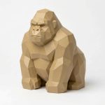 Wood Carved-Like Gorilla Figurine - Unique Desk Decor with Artisan Aesthetic - Gift for Adults 3D Printed in Canada - 3D Printed in Canada (Classic Birch)