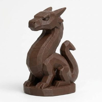 Wood Carved-Like Wyrm Figurine - Unique Desk Decor for Adults – 3D Printed in Canada - 3D Printed in Canada (Black Walnut)