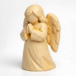 Wood Carved-Like Praying Angel Figurine - Unique Desk Decor for Adults – 3D Printed in Canada - 3D Printed in Canada (White Oak)