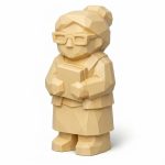 Wood Carved Librarian Collectible Figurine in White Oak Finish - 3D Printed in Canada (White Oak)