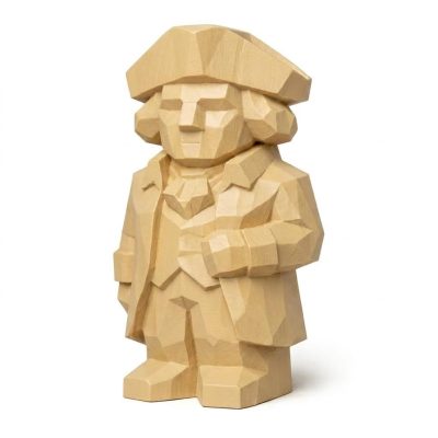 Wood Carved George Washington Collectible Figurine in White Oak Finish - 3D Printed in Canada (White Oak)