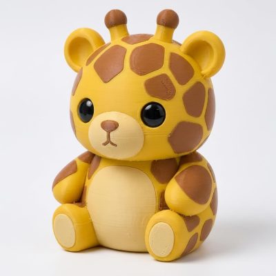 Giraffe Teddy Bear Cub Collectible Figurine - Unique Desk Decor for Adults – 3D Printed in Canada