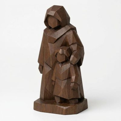 Wood Carved Guiding Presence Collectible Figurine in Black Walnut Finish - 3D Printed in Canada (Black Walnut)