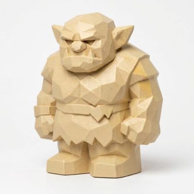 Wood Carved-Like Ogre Figurine - Unique Desk Decor for Adults – 3D Printed in Canada - 3D Printed in Canada (White Oak)