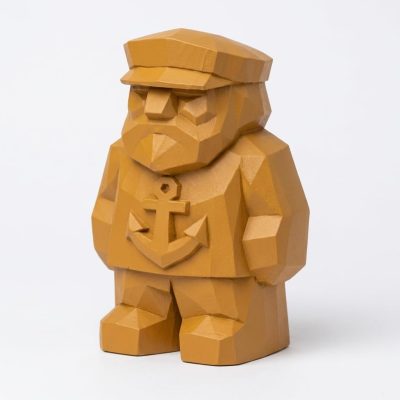 Wood Carved Anchor Collectible Figurine in Ochre Yellow Finish - 3D Printed in Canada (Ochre Yellow)