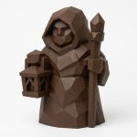 Wood Carved-Like Light Guardian Figurine in Black Walnut Finish - 3D Printed in Canada (Black Walnut)