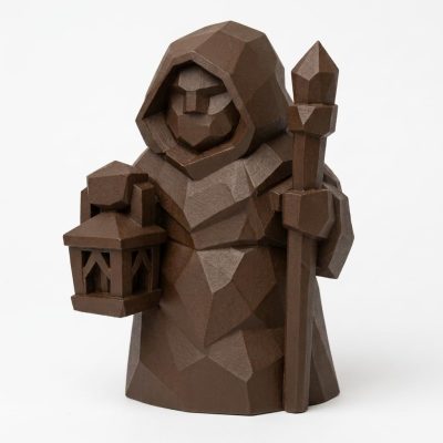 Wood Carved-Like Light Guardian Figurine in Black Walnut Finish - 3D Printed in Canada (Black Walnut)