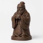 Wood Carved-Like Confucius Figurine - Unique Desk Decor and Conversation Starter for Adults – 3D Printed in Canada - 3D Printed in Canada (Black Walnut)