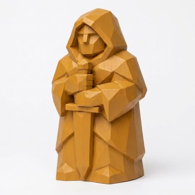 Wood Carved Guardian Collectible Figurine in Ochre Yellow Finish - 3D Printed in Canada (Ochre Yellow)